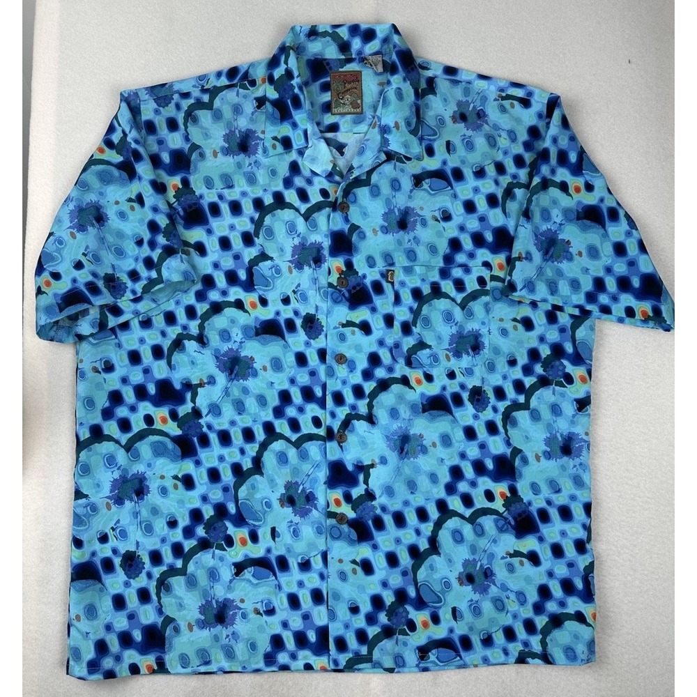 Vintage Pineapple Connection Hawaiian Shirt Size‎ XL Blue Multicolor